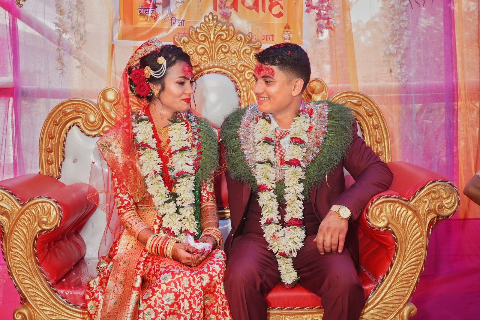 bride and groom in traditional clothing