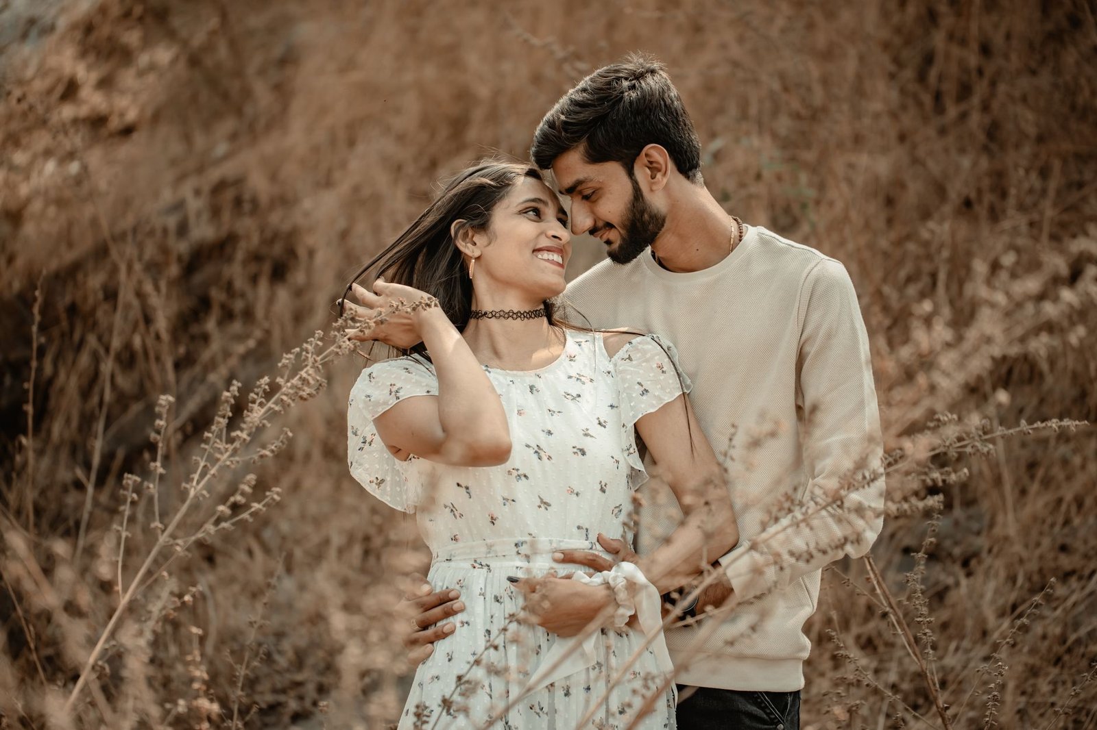 smiling embracing couple