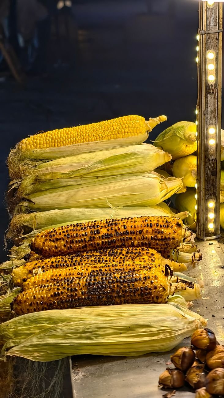 grilled corn stall at night market