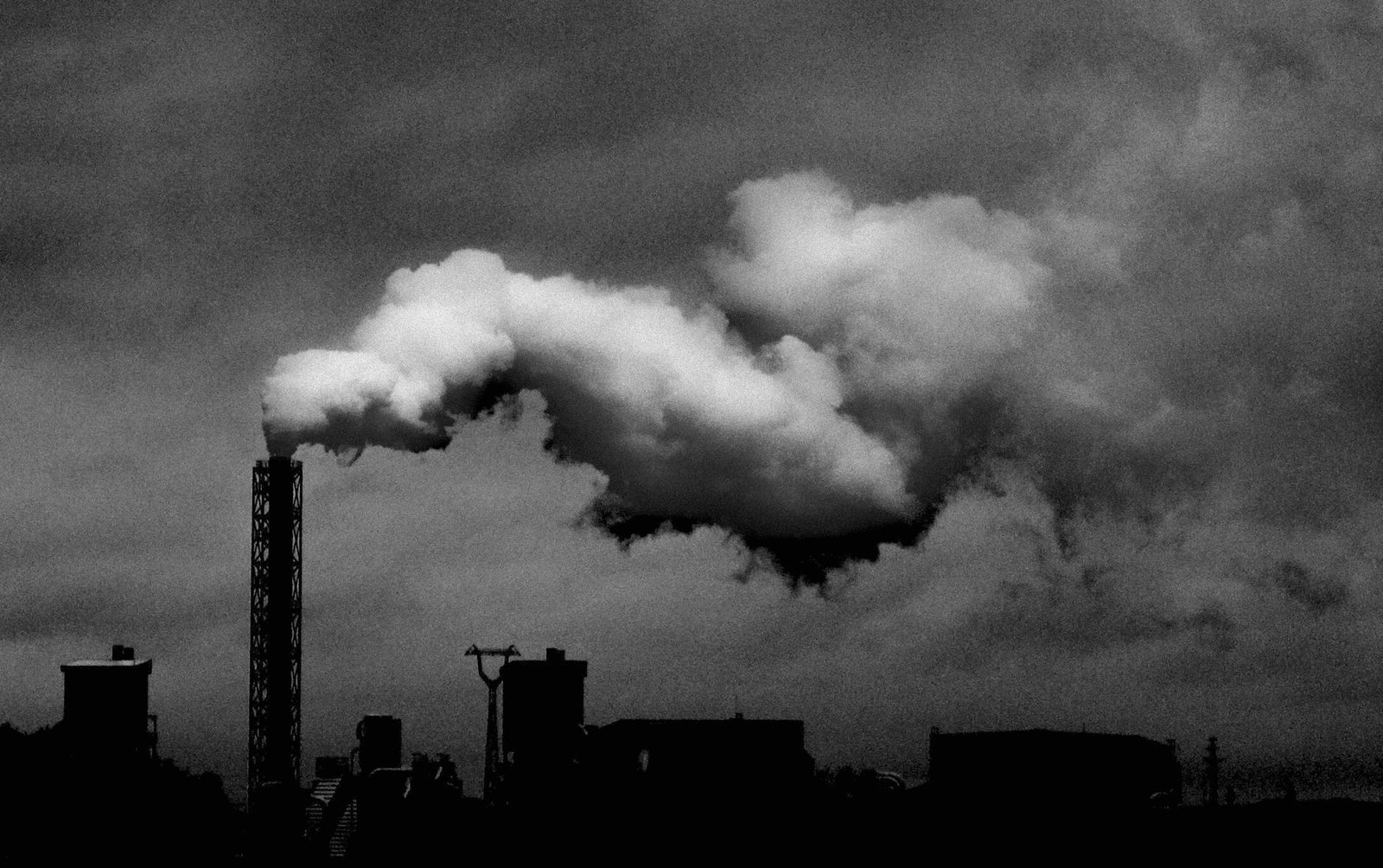 monochrome photo of industrial plant