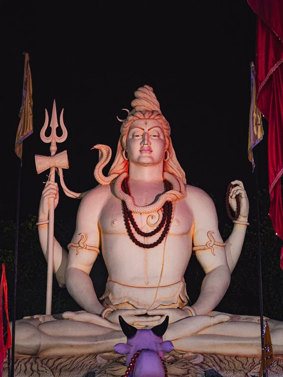 majestic statue of lord shiva at night