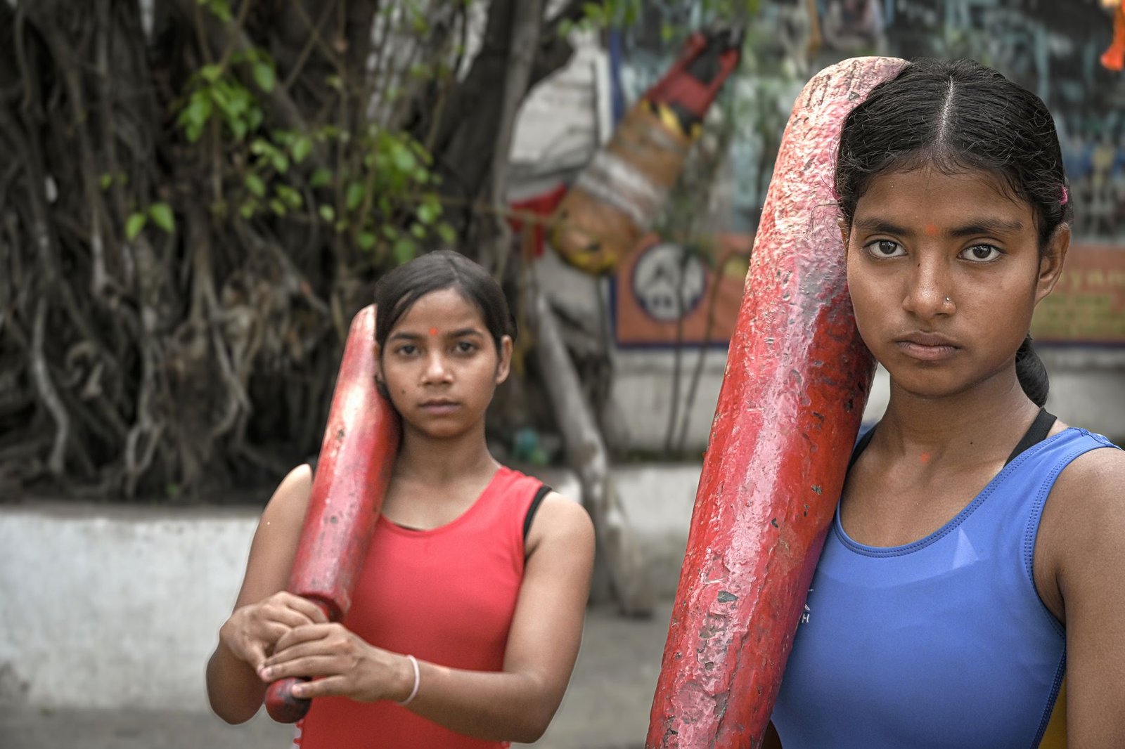 young indian women practicing traditional exercise