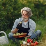 portrait of elderly man on countryside