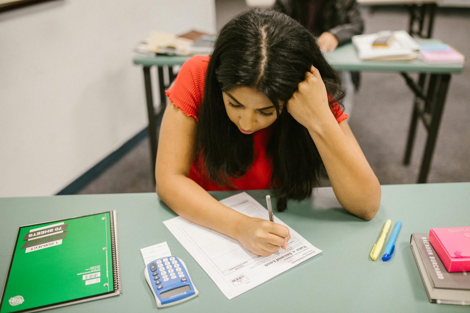 student cheating during an exam
