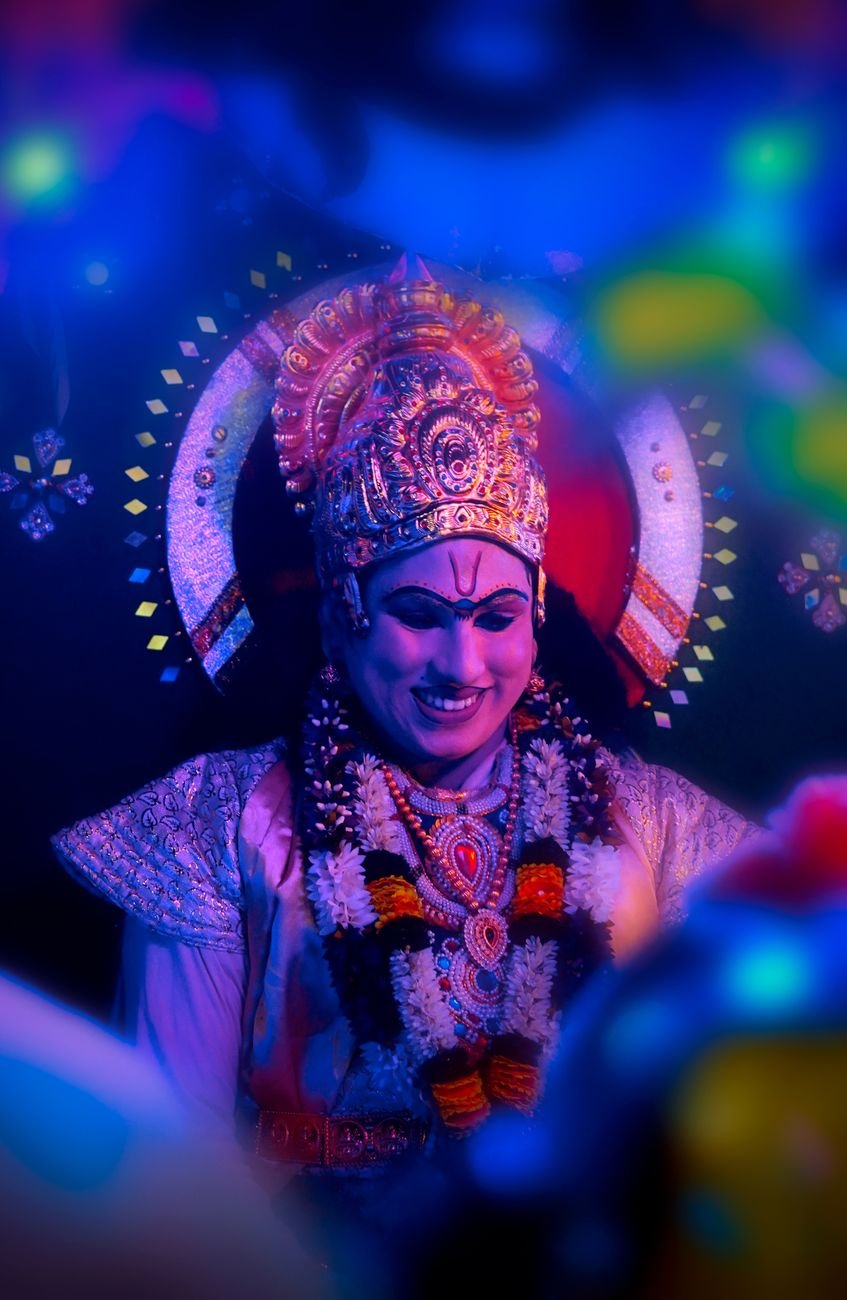 man in costume of hindu god