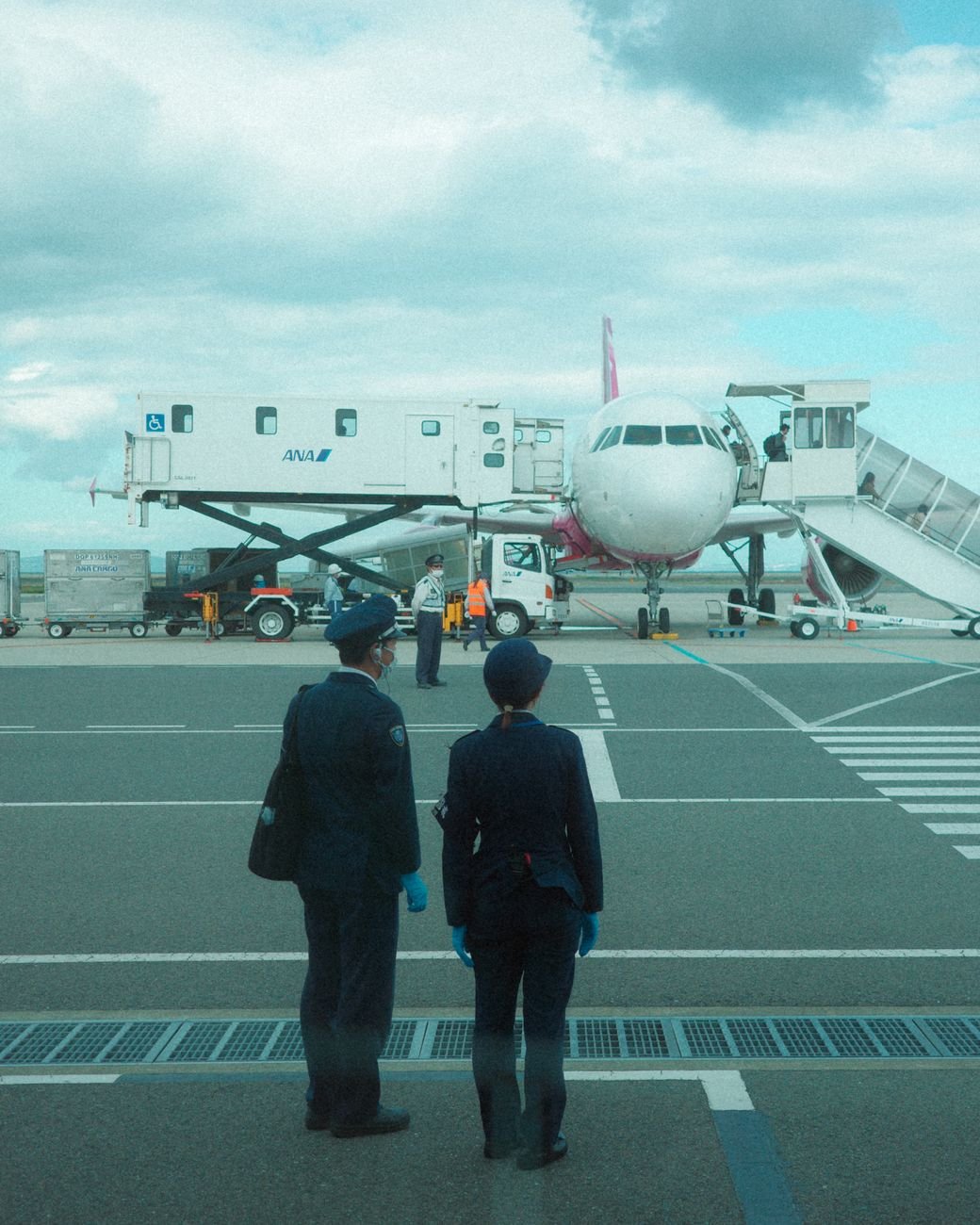 people working in airport