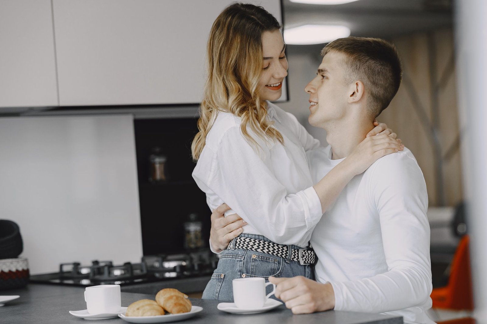 romantic couple looking at each other