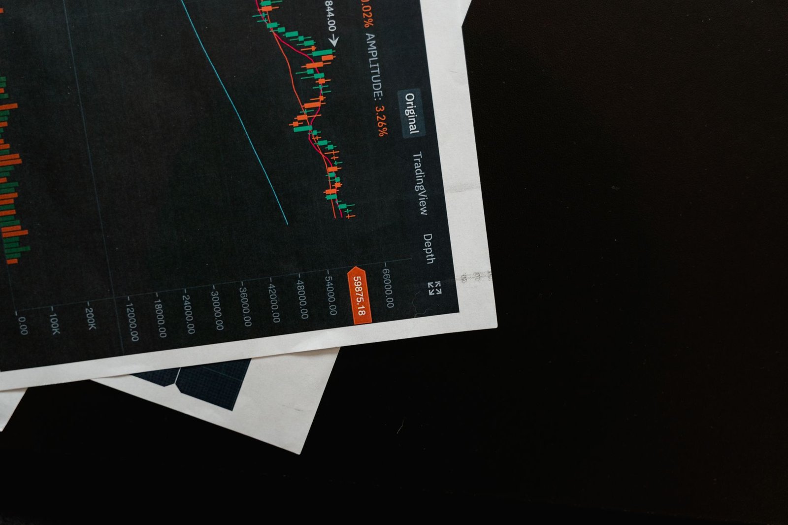 printed business analytics over black surface