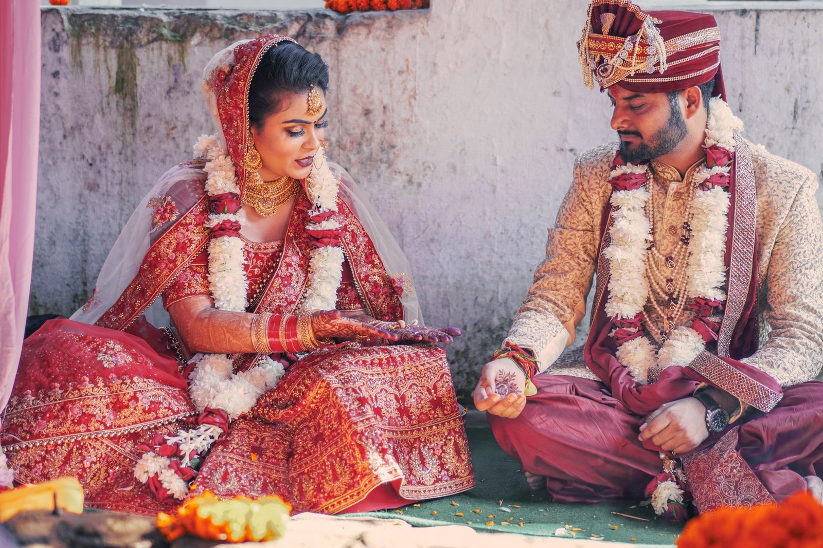 couple in traditional clothing sitting together