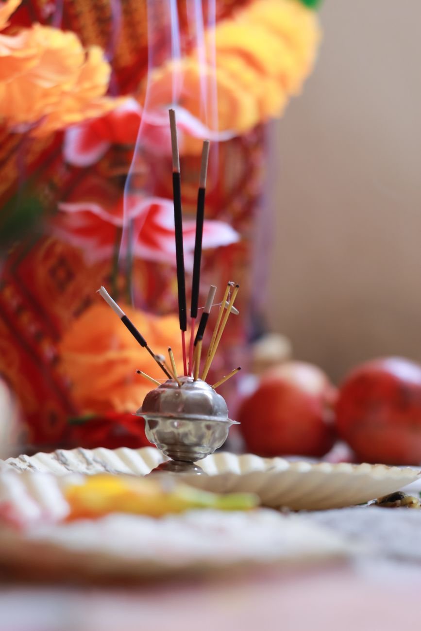 burning incense sticks