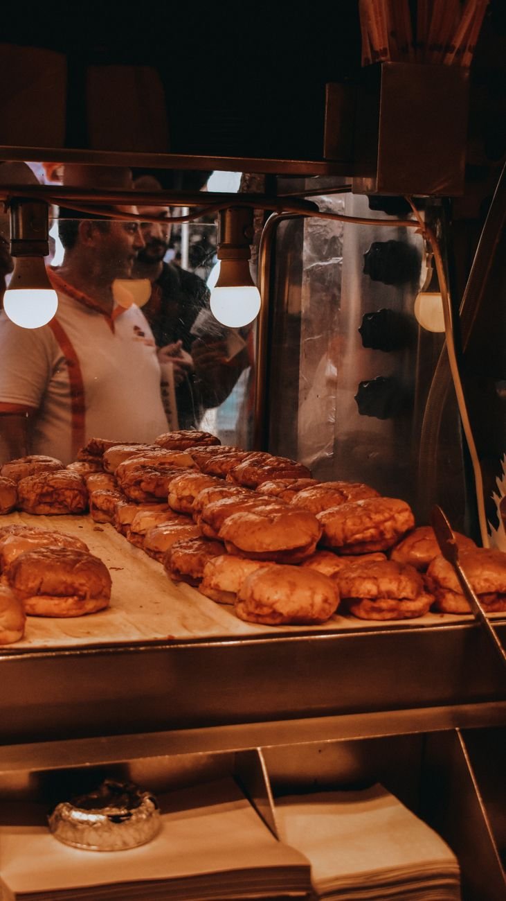 pastry displayed in a bakery