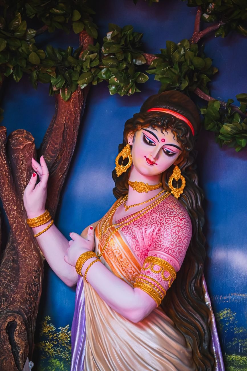 colorful idol of hindu goddess in kolkata