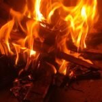 vivid close up of flames on a winter night