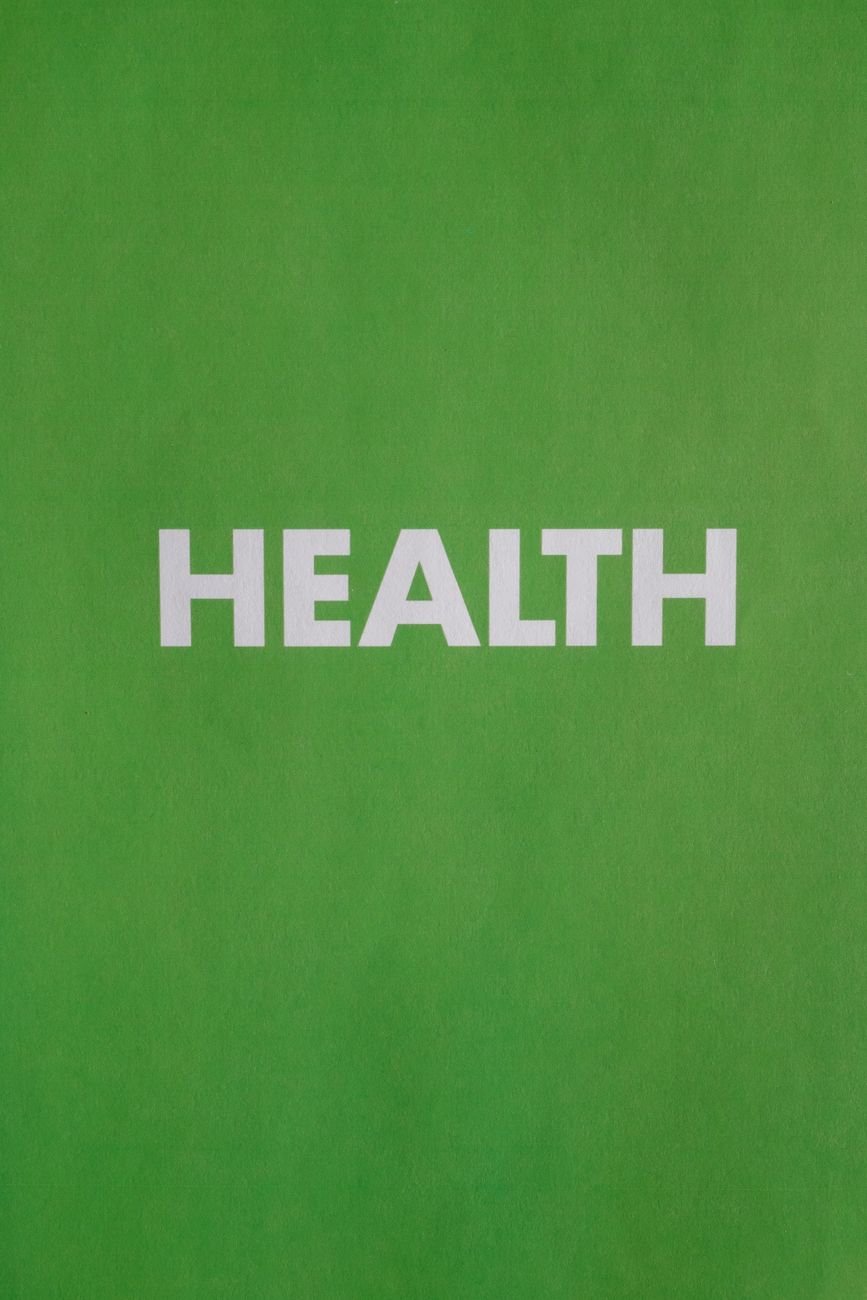 white health text on green background