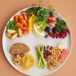 healthy food ingredients on a ceramic plate
