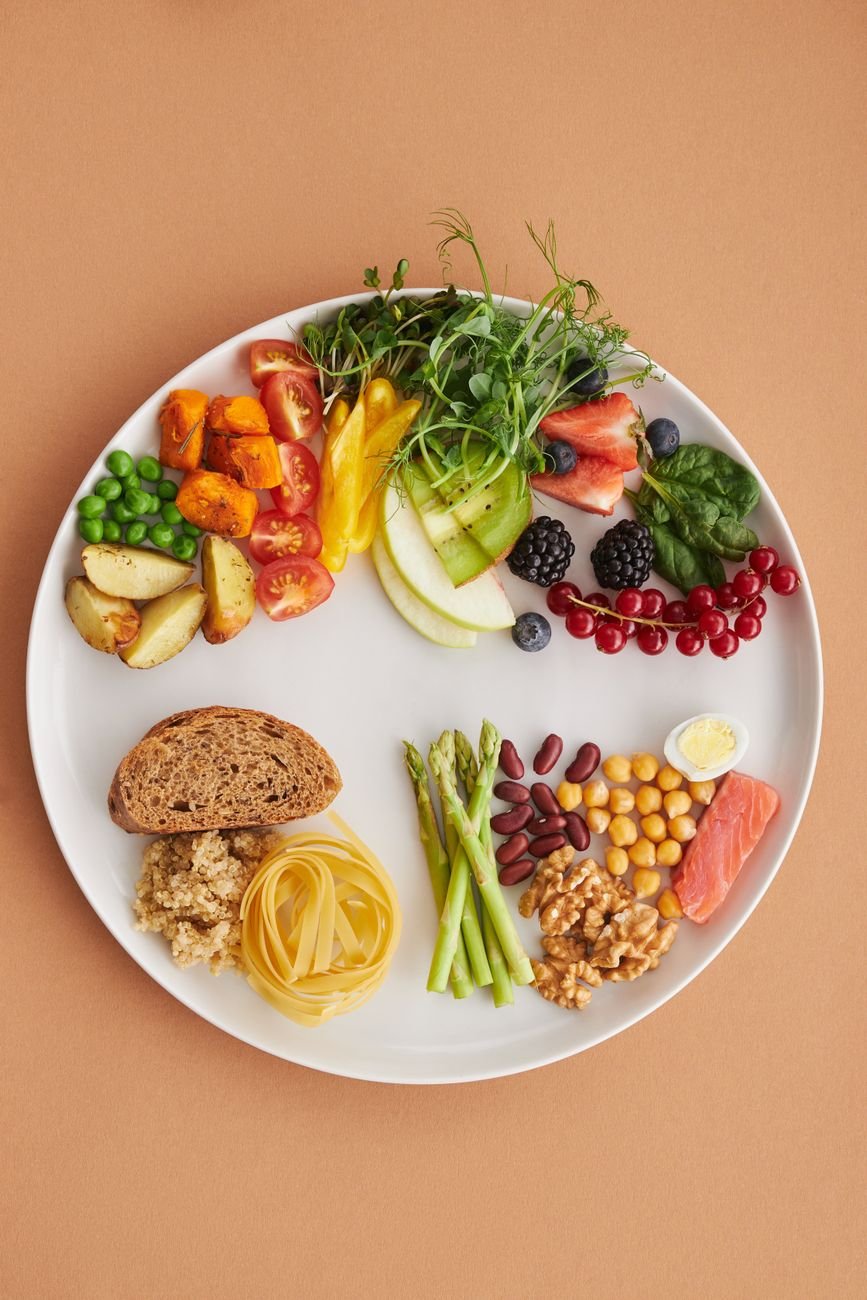 healthy food ingredients on a ceramic plate
